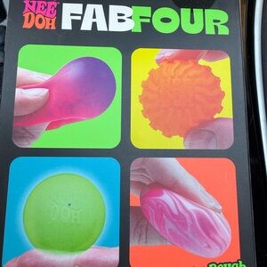 Authentic RARE Nee Doh Fab Four Sensory Dough Set - Pink, Orange, Green, Purple